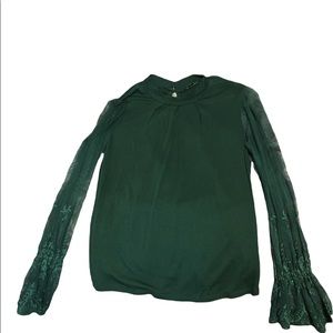 Dark green blouse with see through sleeves